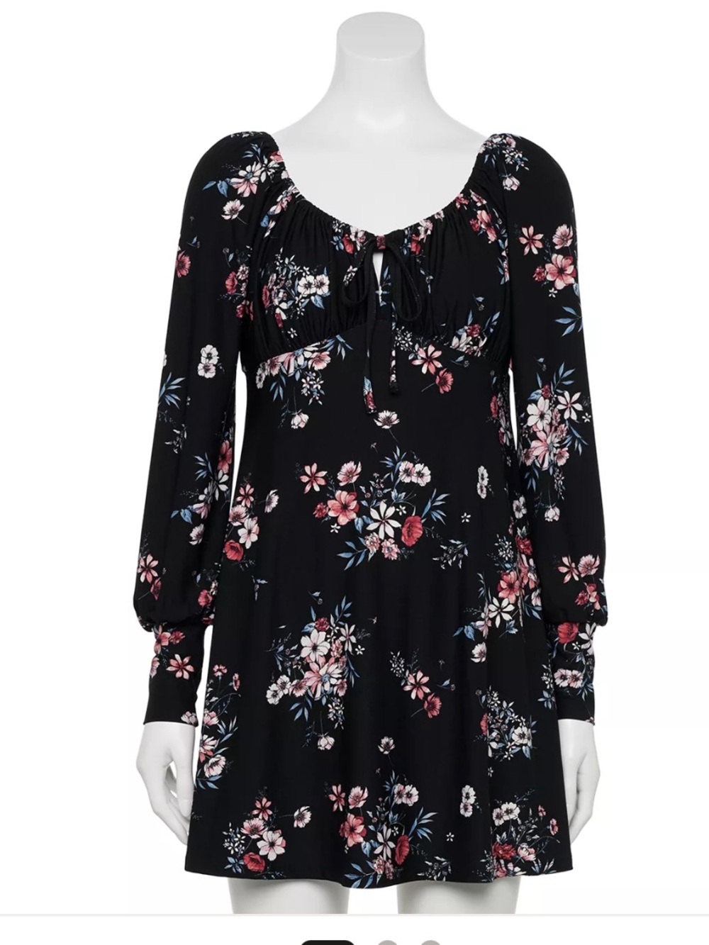 Lily Rose Dress - black floral “Long Sleeve Emma Knit Skater Dress”